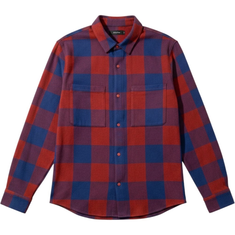 Lululemon Soft Knit Overshirt Men's M Plaid Snap Button Flannel Jacket Red Blue